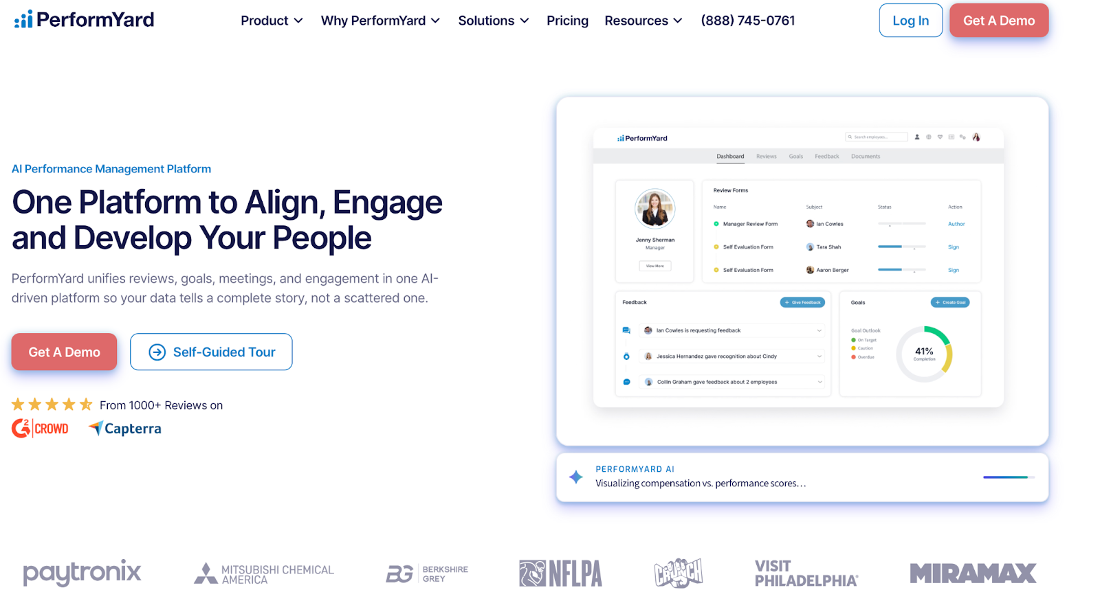 PerformYard AI performance management platform for customizable reviews and goal alignment