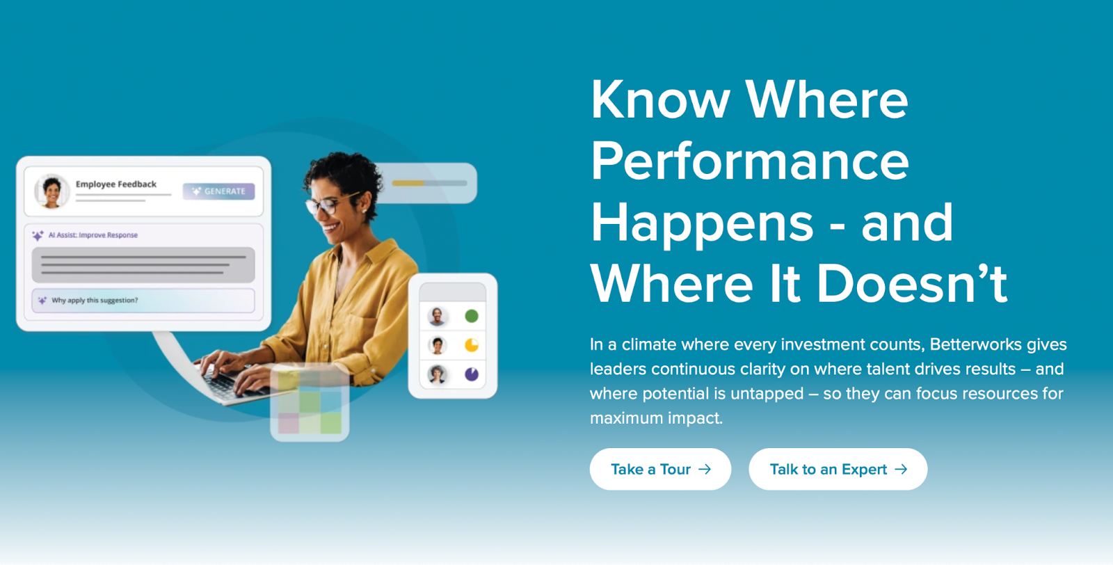 Betterworks enterprise performance management software for OKR tracking and continuous feedback