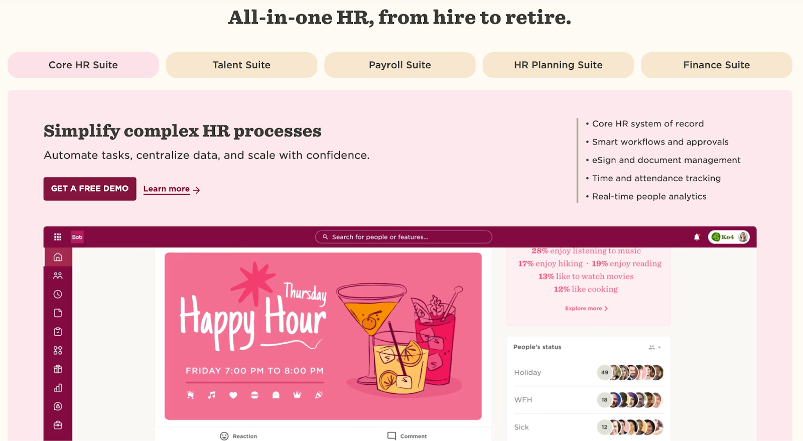 HiBob HR and performance management platform for global teams