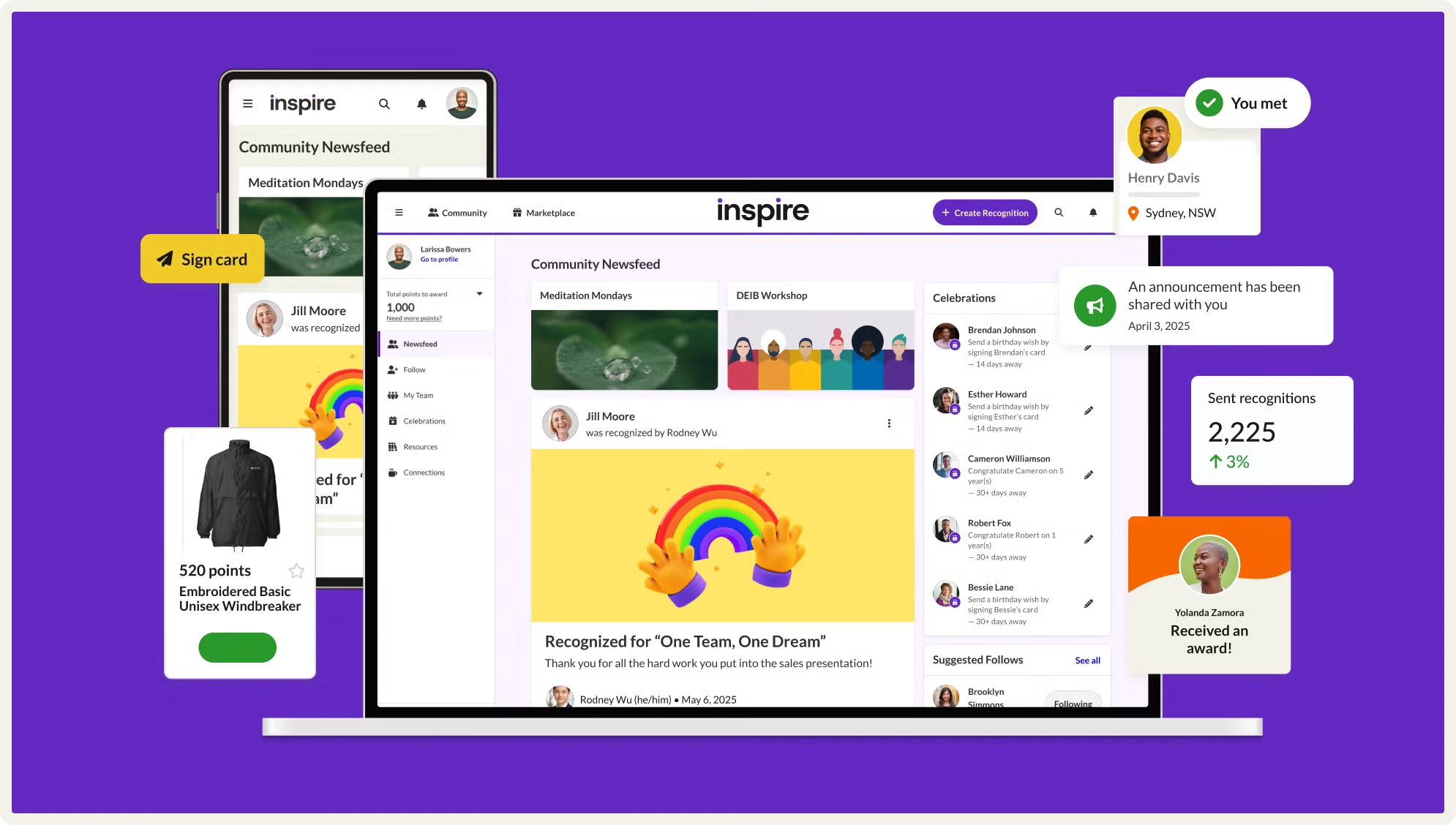 Achievers enterprise recognition platform showing global rewards, employee listening tools, and recognition analytics