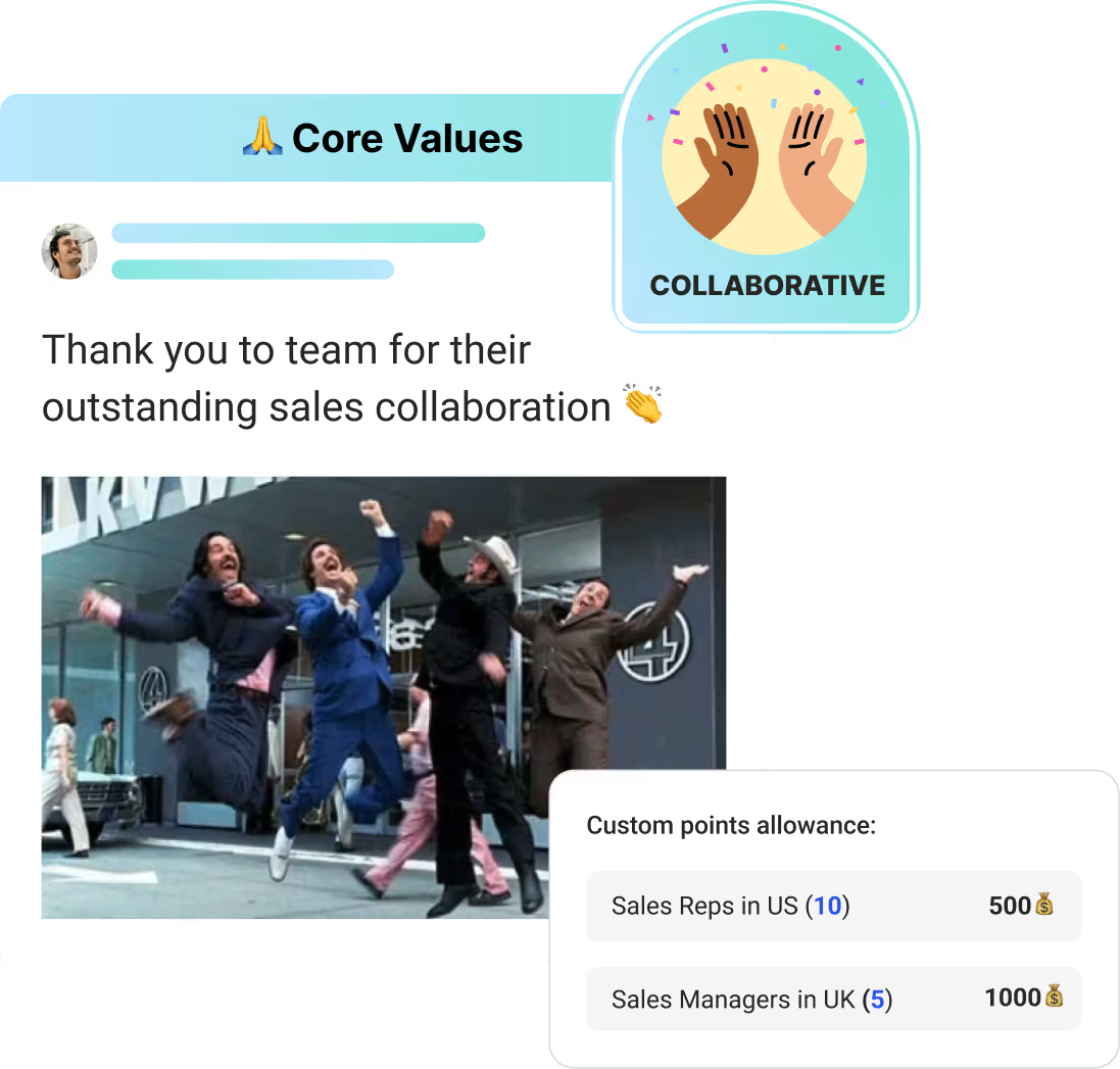 Customised, timely message to recognise team's efforts written effortlessly using Assembly's Recognition Platform 