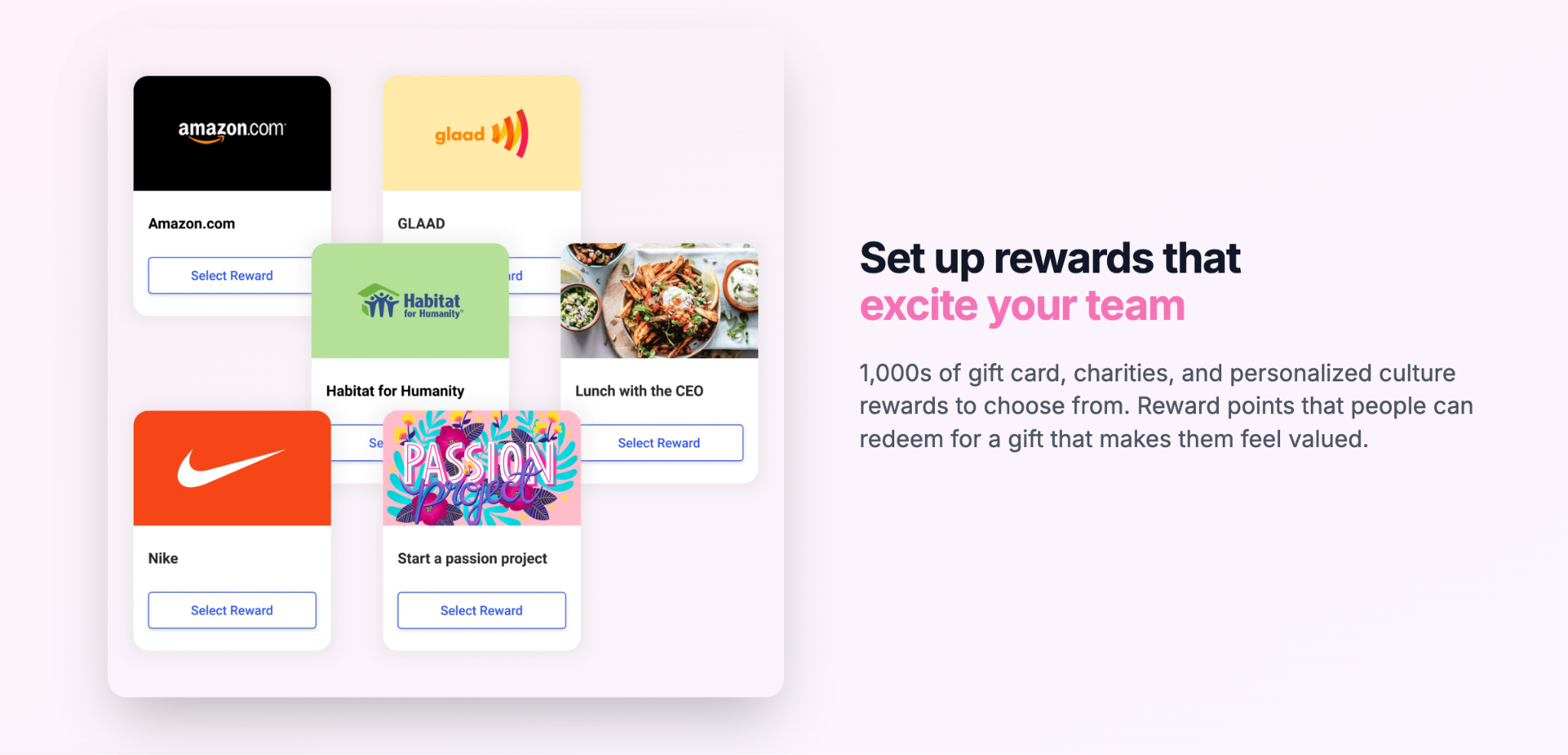 Assembly rewards platform showing thousands of gift card and culture reward options employees can redeem for meaningful recognition
