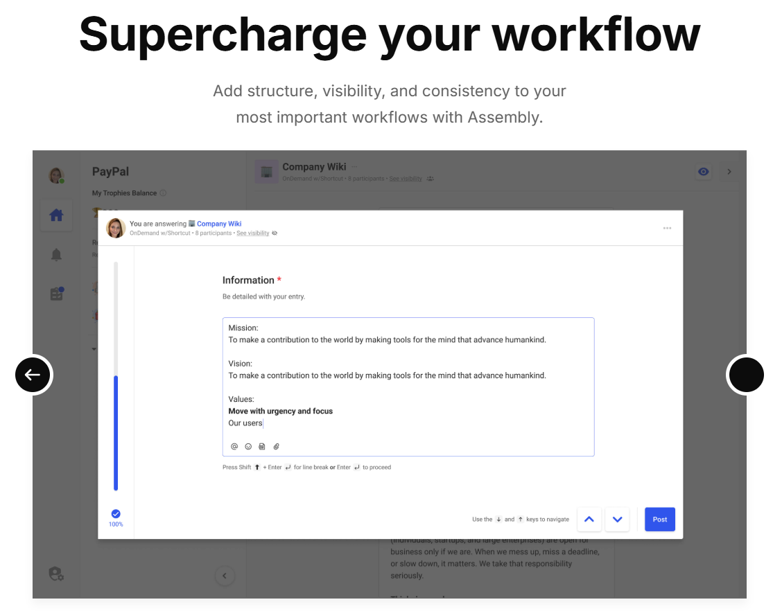 Knowledge Base template for better internal communication by Assembly (by Quantum Workplace)