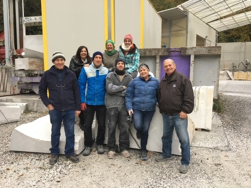 Merble sculpture crew in Cararra, Italy