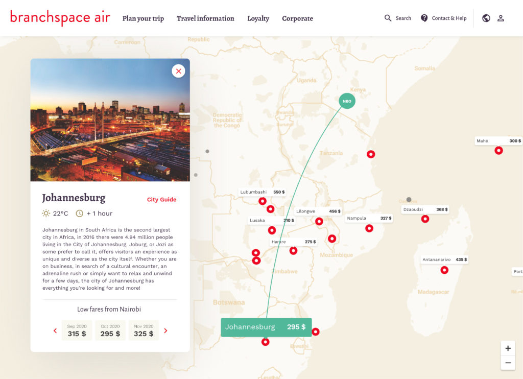 Branchspace air route map