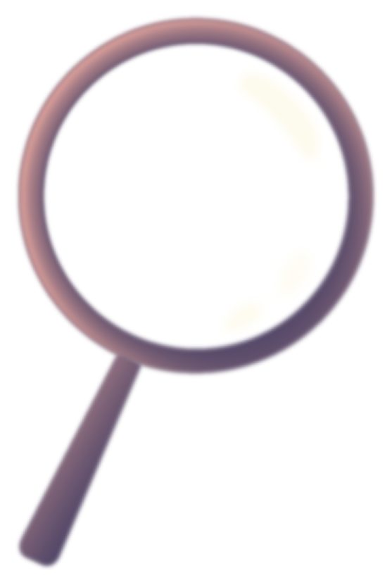 A magnifying glass inspects a square that looks like a data byte.