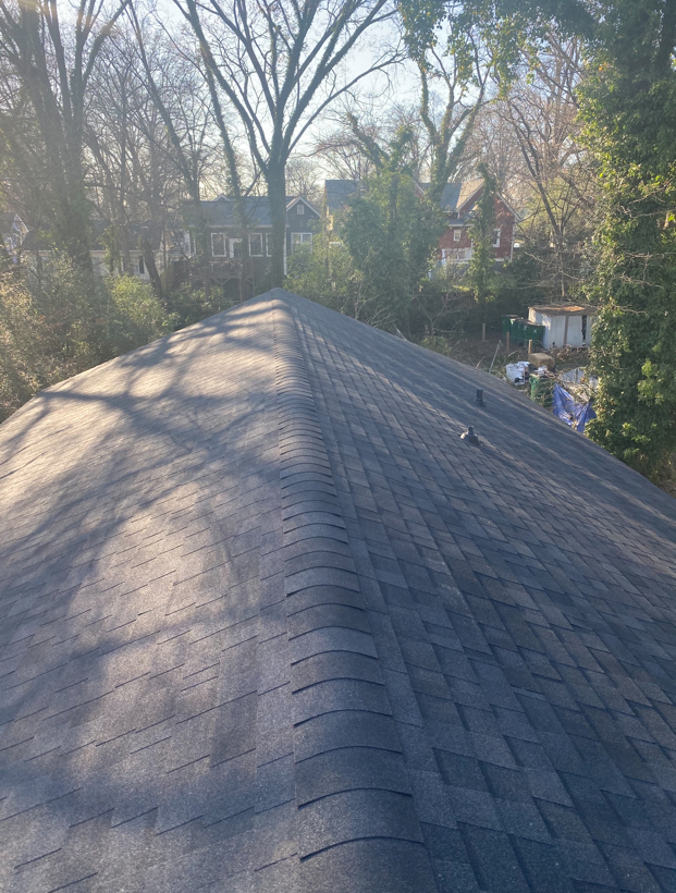 Newly repaired roof of a house.