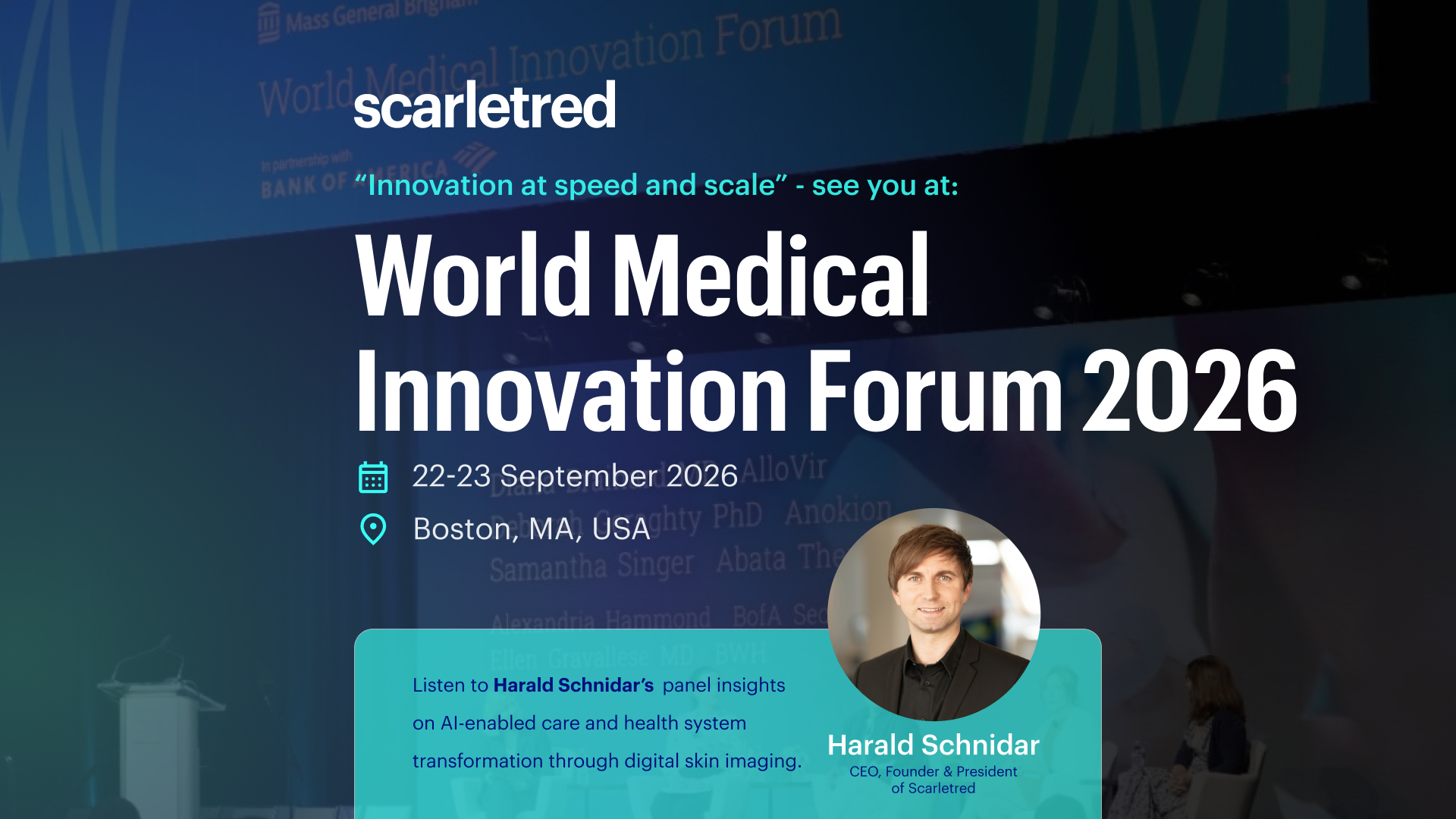 Dr. Harald Schnidar will speak at the World Medical Innovation Forum 2026 as a panelist.