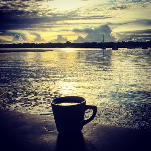 Morning coffee overlooking the bay in Panama