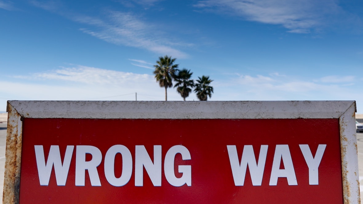 "Wrong Way" sign in Santa Monica