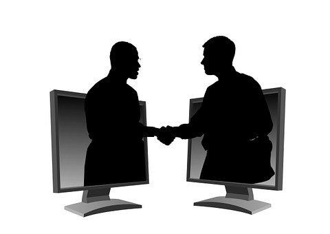 Monitor, Man, Men, Shaking Hands