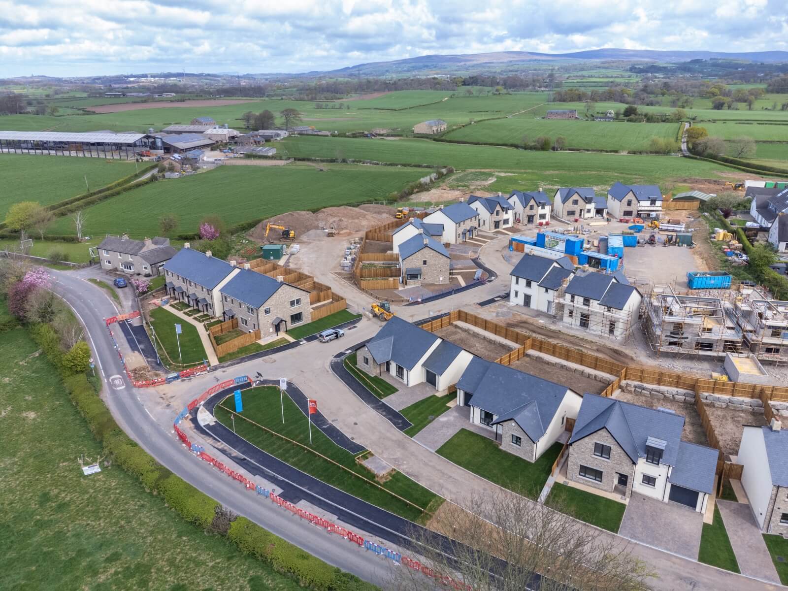 Birds eye view of Lancaster Road while under construction.
