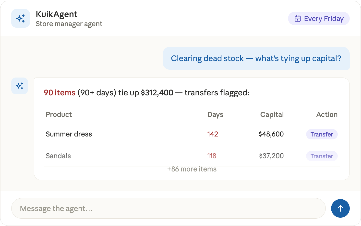 KuikAgent Clearing dead stock