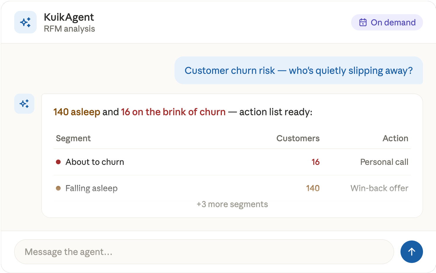 KuikAgents Customer churn risk