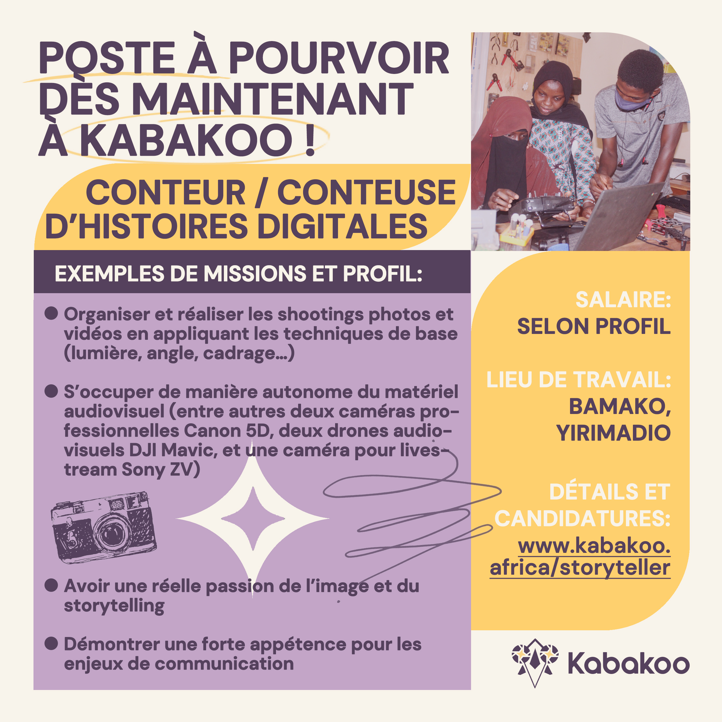 Kabakoo recrute un·e storyteller - Conteur conteuse d'histoires digitales
