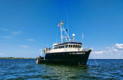 The Ocean Team's W.T. Hogarth ship out at sea (Image credit: FIO)
