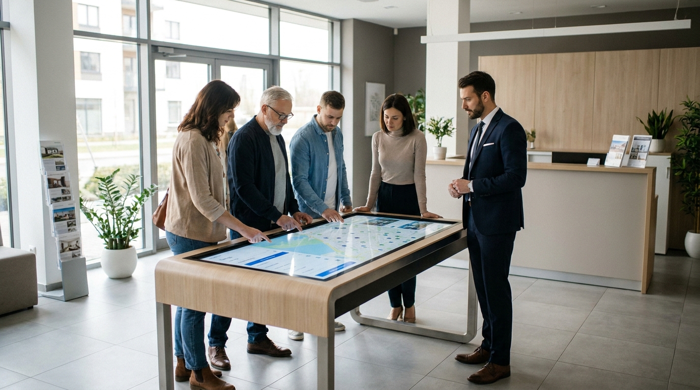 la table tactile pour une agence immobilière