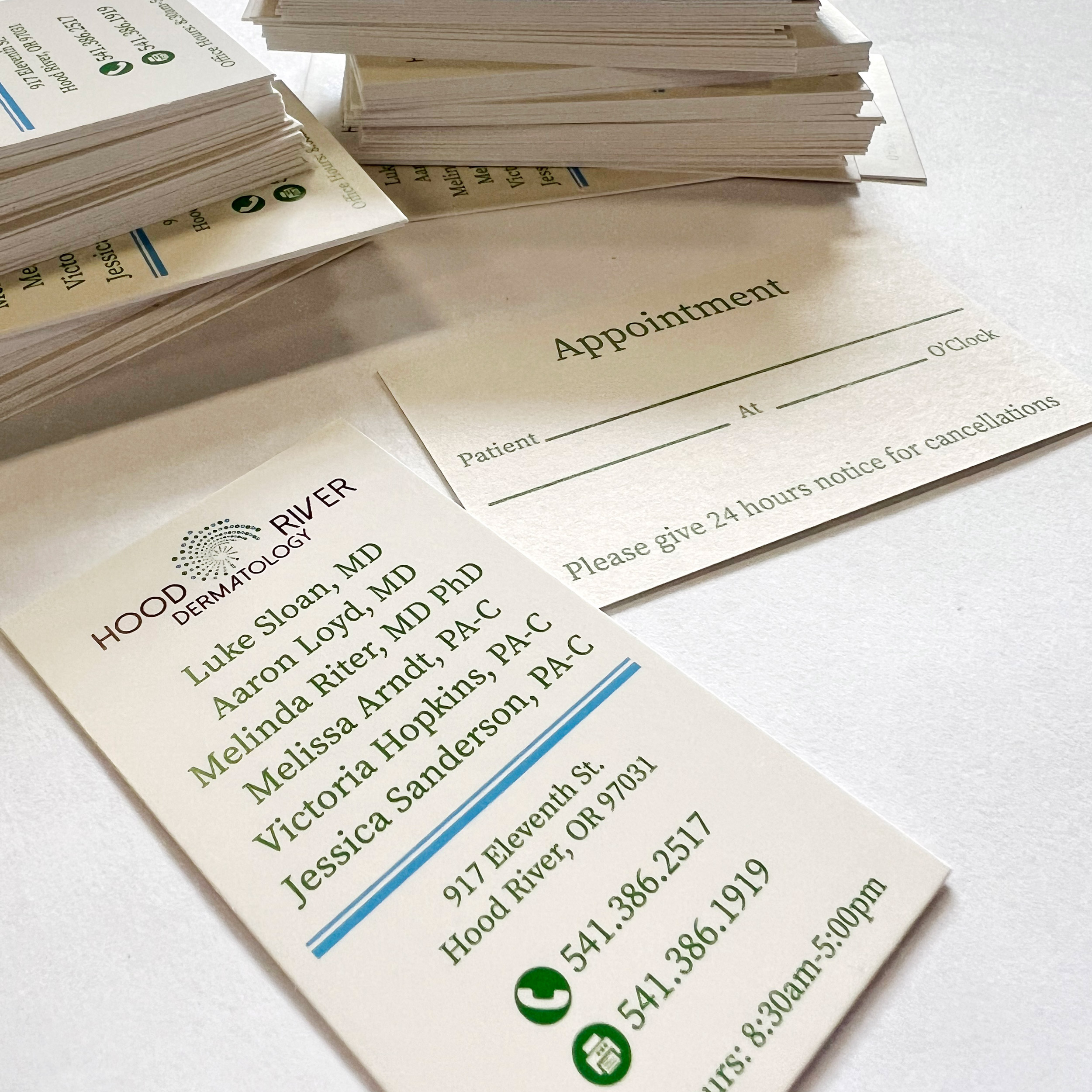 Hood River Dermatology Business Cards 