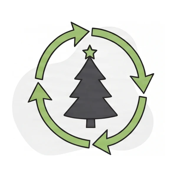 Illustration d'un sapin de Noël dans une boucle de recyclage