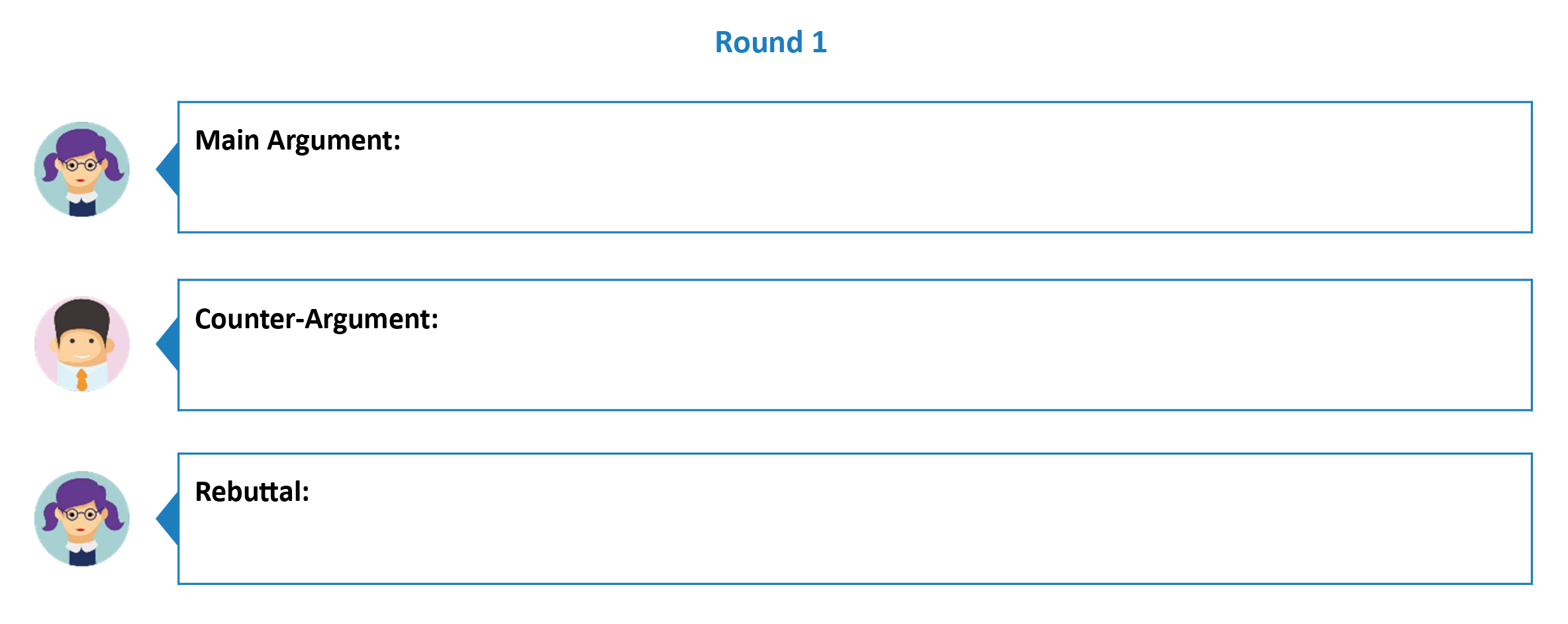 Round 1 section from the Rebuttal Battle organizer.