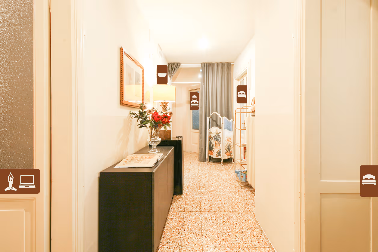 Piantina suite privata con tre camere e due bagni