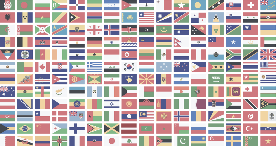 A collage of flags representing multilingual website capabilities.