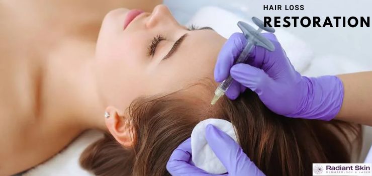 beautiful lady patient having a injection to her forehaed