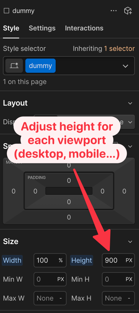 Create a dummy div and set the height specifically for each viewport