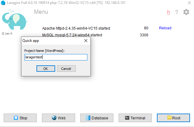 Laragon WordPress local development tool