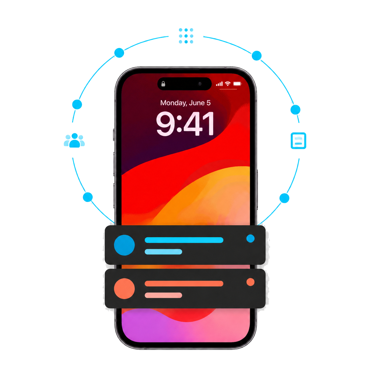 Larky mobile notifications connected to audience data