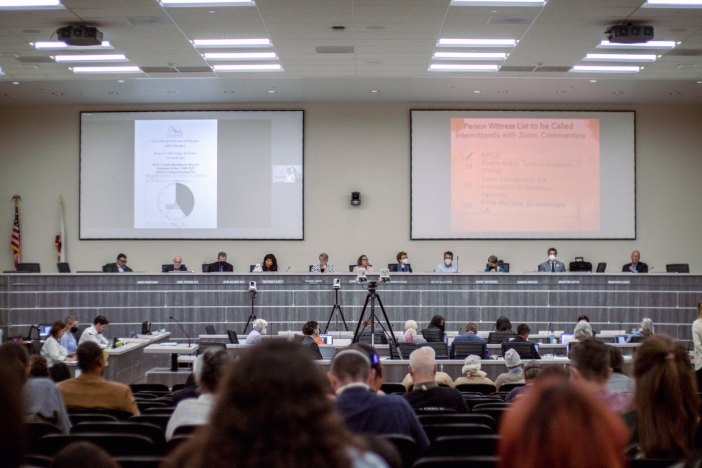 The California Air Resources Board meets at the California Environmental Protection Agency building in Sacramento on June 23, 2022. Photo by Rahul Lal, CalMatters