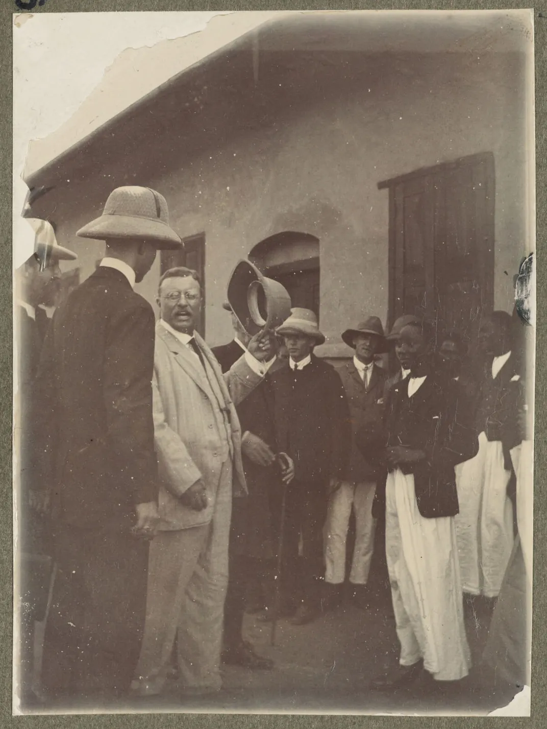 Roosevelt presents Kermit to King Daudi of Uganda, December 21, 1909