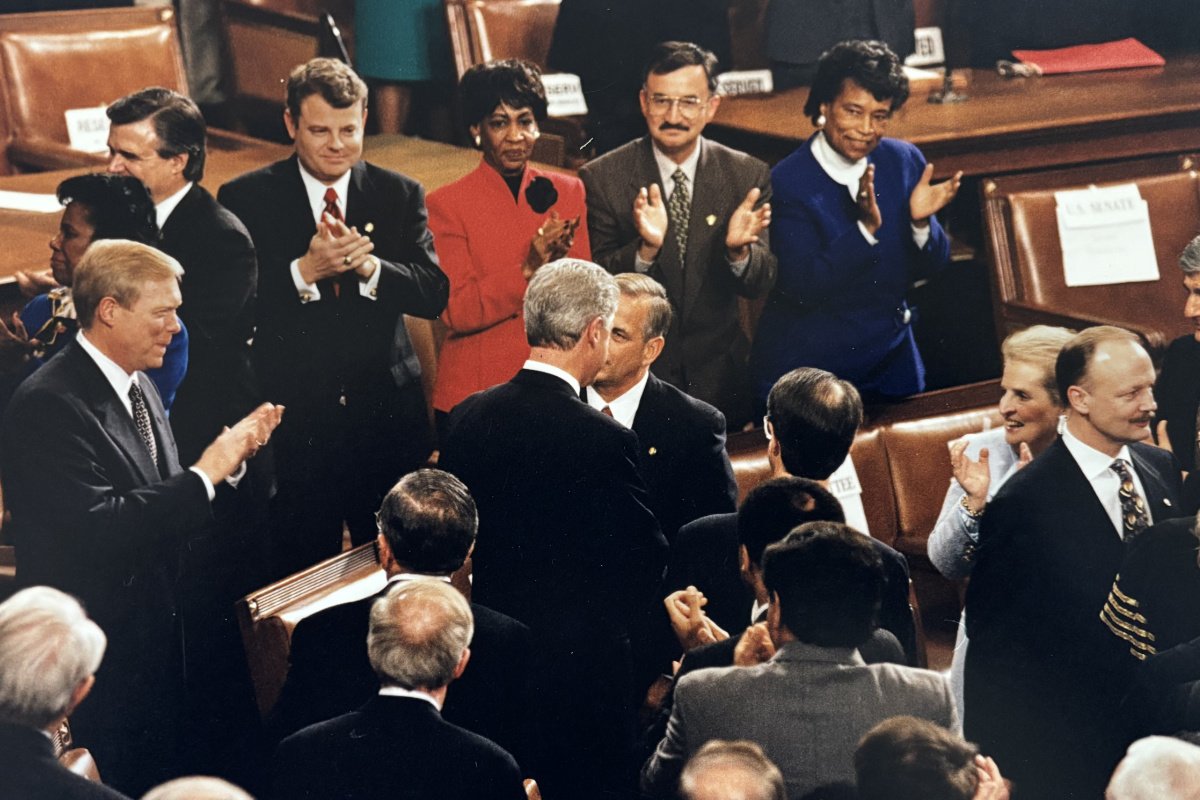 Eva Clayton, center right, on the floor of Congress in the 1990s. (Photo courtesy of Eva Clayton)