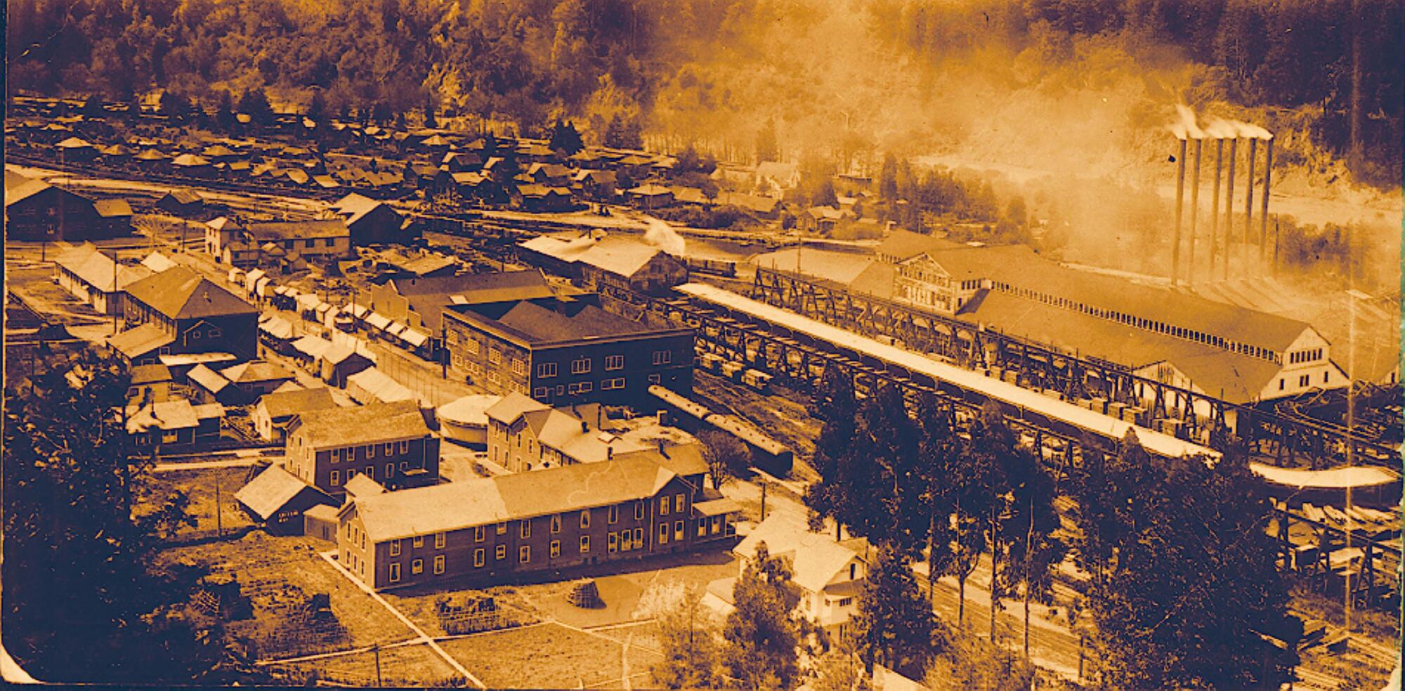 A view of the town of Scotia, sometime in the late 1800s or early 1900s.