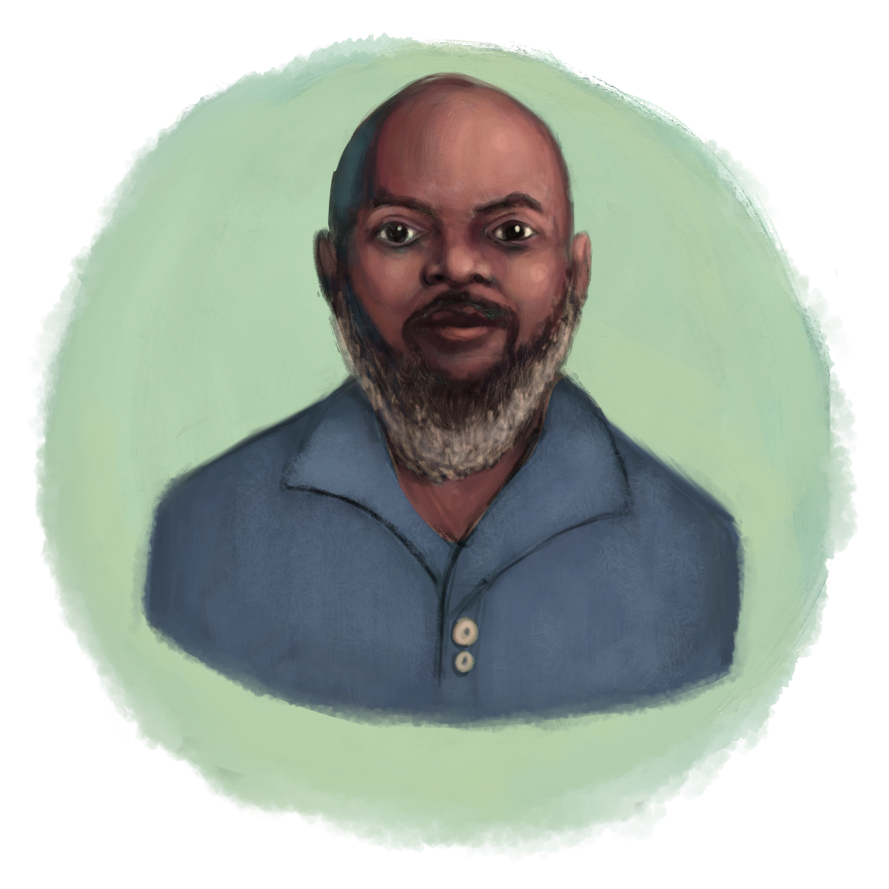 An illustration of a bald Black man