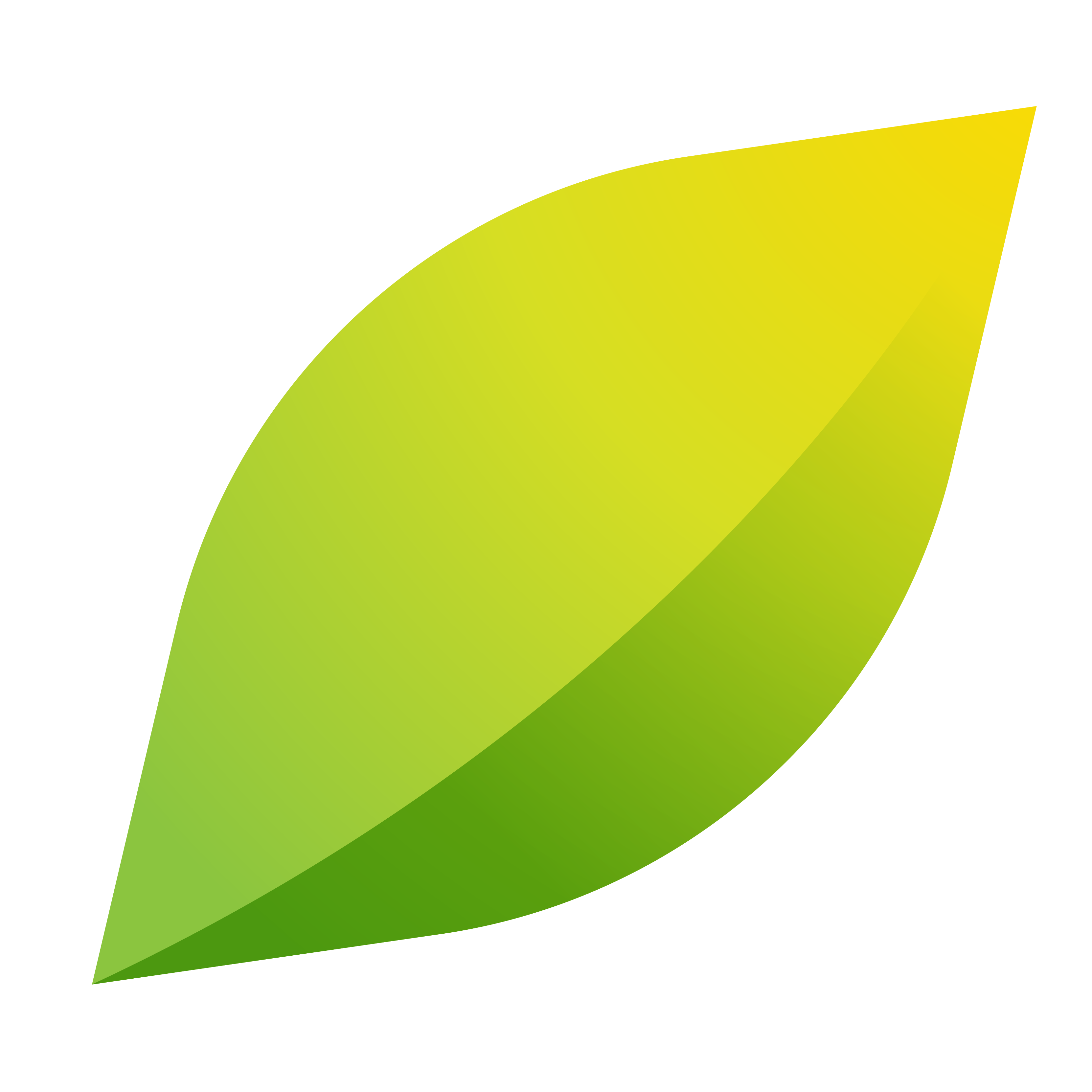 Simple stylized green leaf shaped like a pointed oval with a gradient from green to yellow.