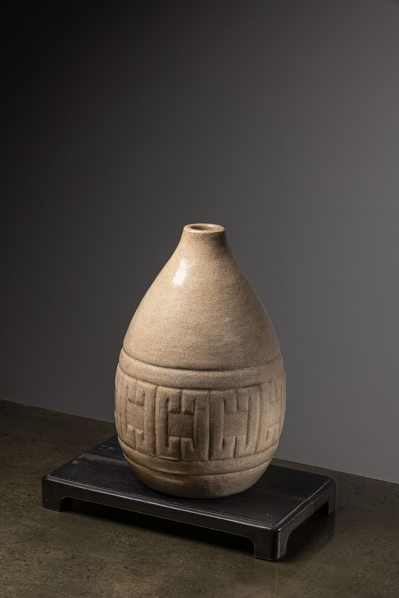 vase en grès émaillé et craquelé