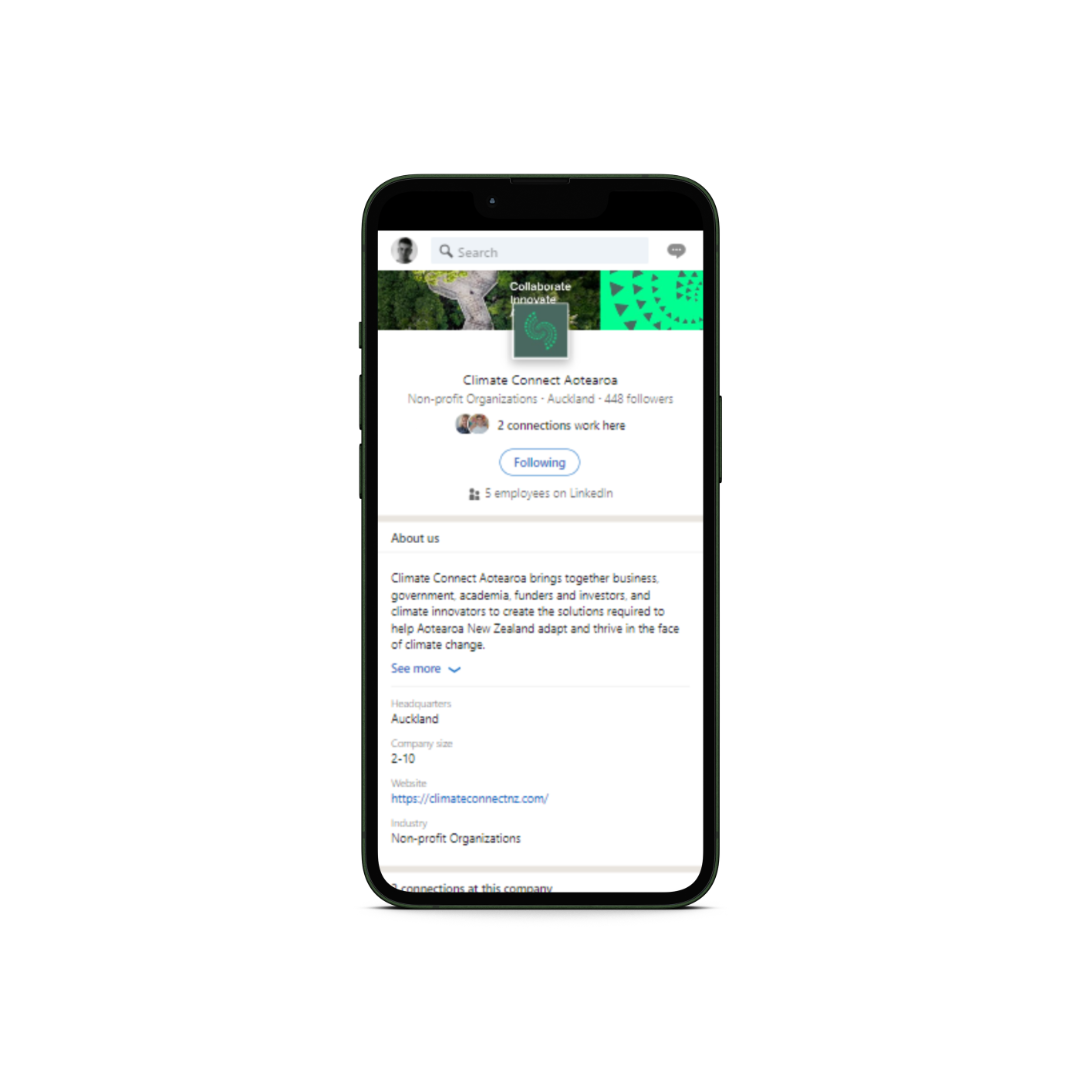 Social media mockup of the Climate Connect Aotearoa project website