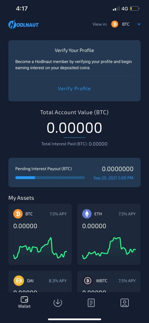 Hodlnaut iOS Mobile App