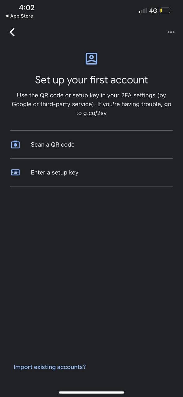 Enter a Setup Key on Google Authenticator