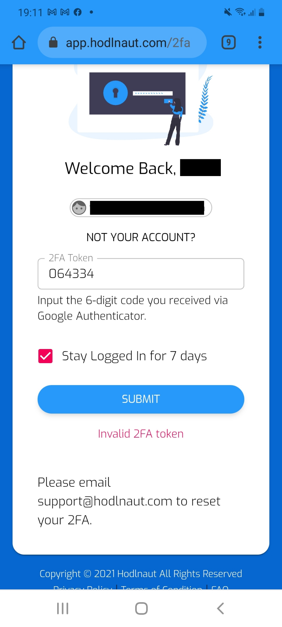 2FA may be invalid