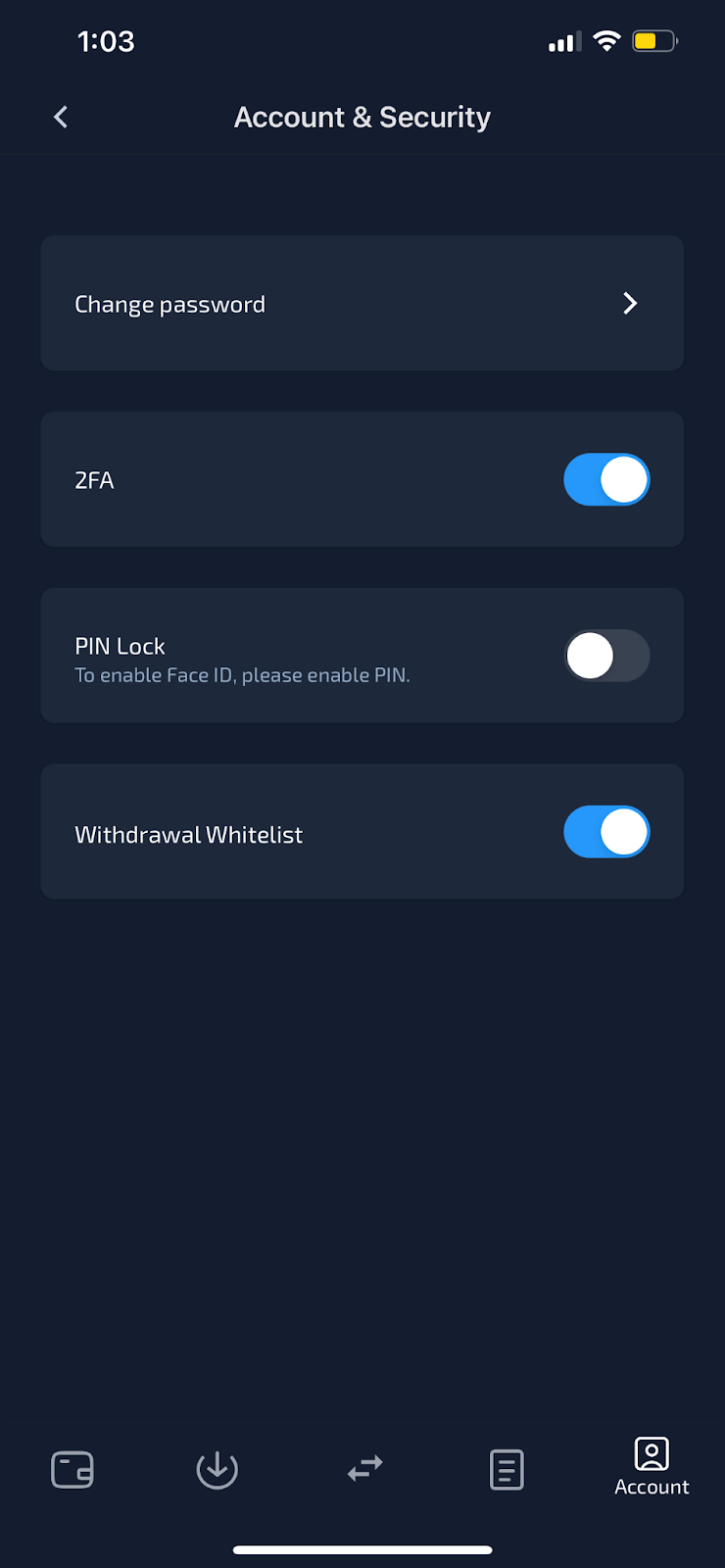 Enable the Withdrawal Whitelist feature