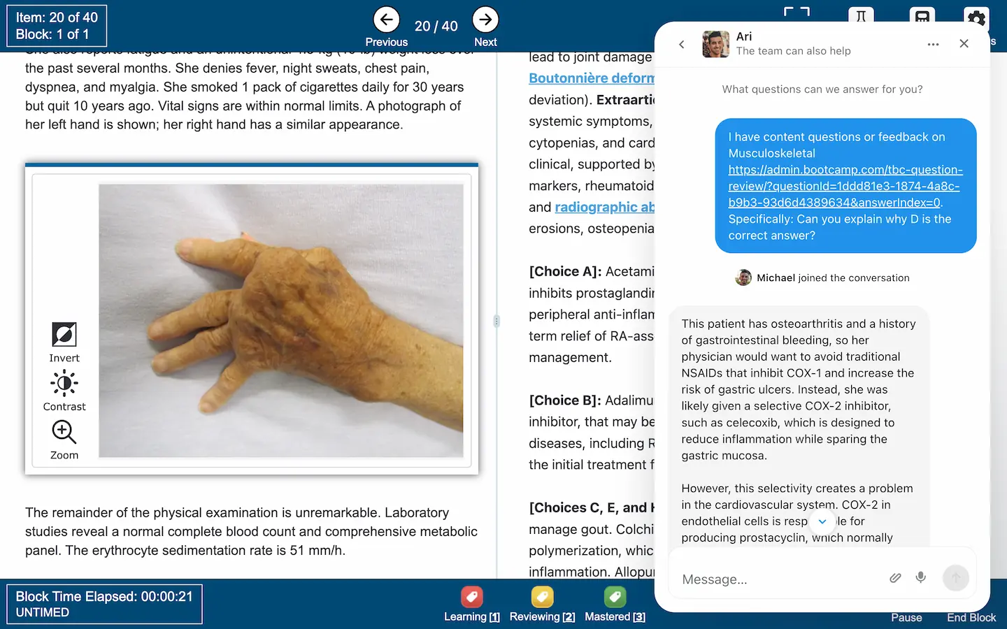Ask for help and advice from our context experts on Med School Bootcamp