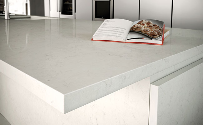 White, laminate kitchen countertop 