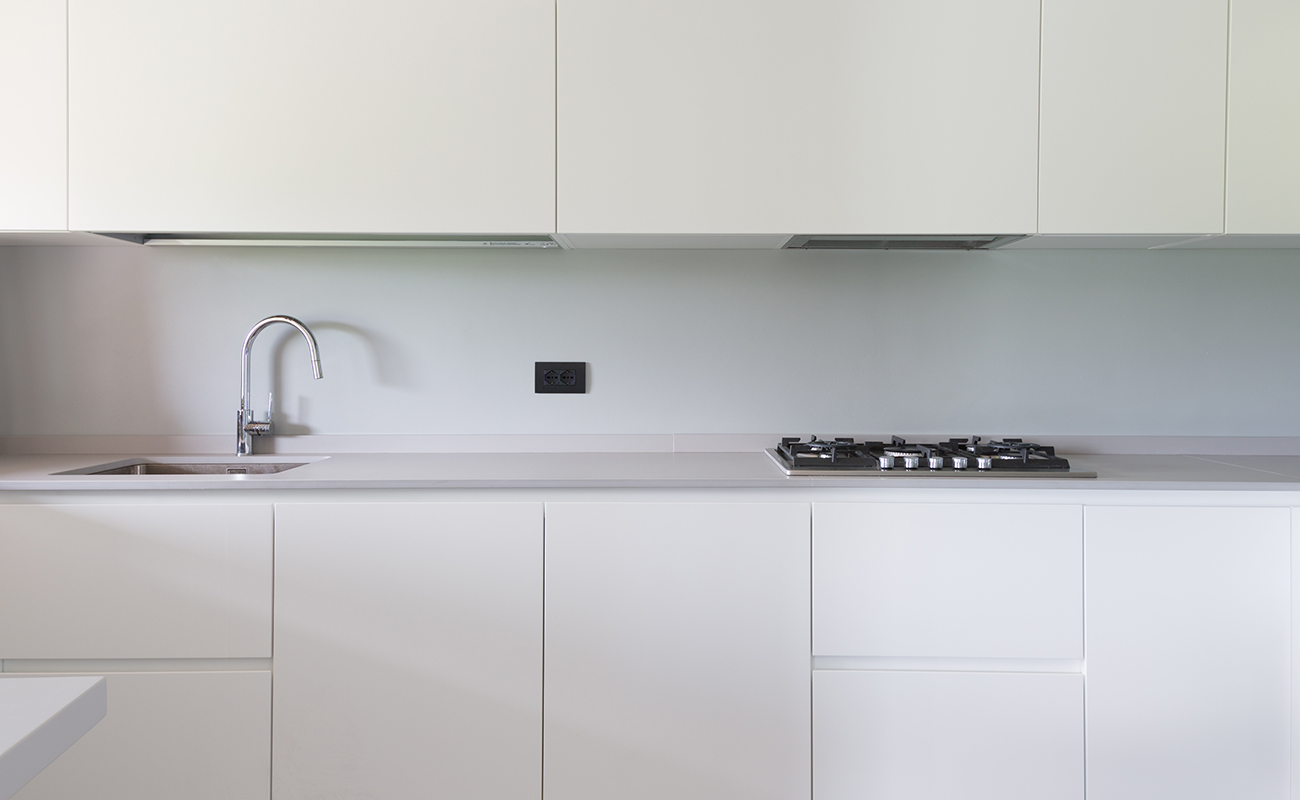 A basic white kitchen