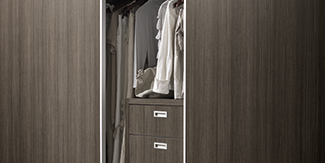 Closet with Melteca charred oak by Laminex