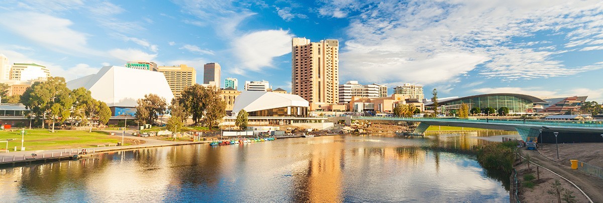 Adelaide city along the River Torrens during the day