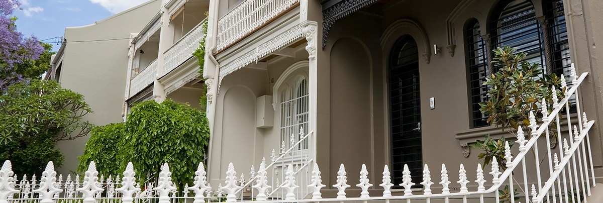 A row of terrace homes