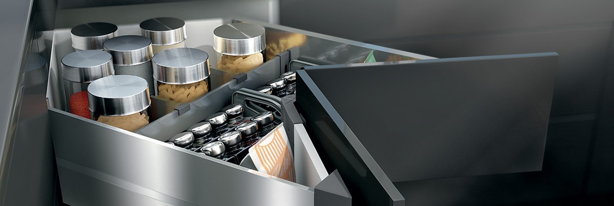 Effective kitchen corner storage solution by Blum