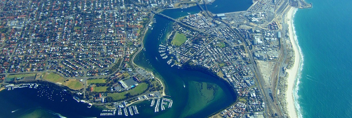 View of the Swan River in Fremantle from above